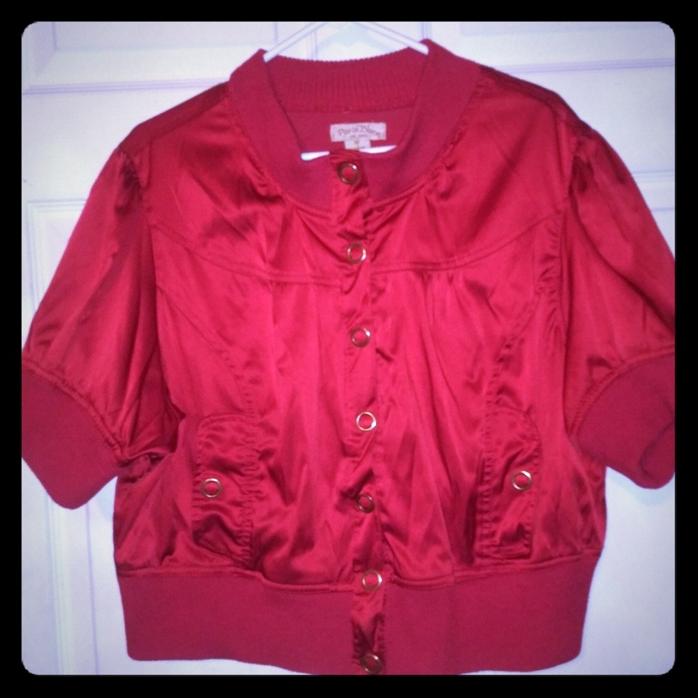 Paris Blues Shiny Red Knit Trim Jacket Vest 3X